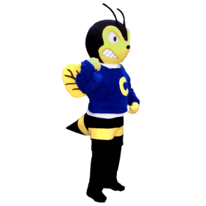 Mascot avispa amarillo y negro con aire agresivo - MASFR21256 - Abeja de mascotas