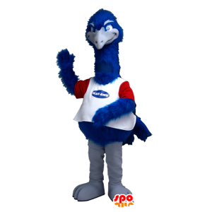 Mascot blue ostrich, white and red - MASFR21262 - Animal mascots