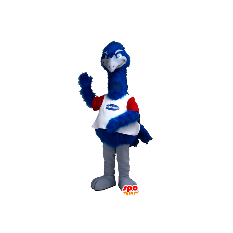 Blå, hvid og rød struds maskot - Spotsound maskot kostume Blå, hvid og rød struds maskot - Spotsound maskot kostume