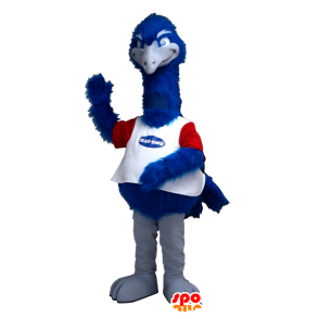 Mascot blue ostrich, white and red - MASFR21262 - Animal mascots