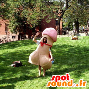 Mascot jättiläinen penis, beige ja vaaleanpunainen - MASFR21263 - Mascottes d'objets