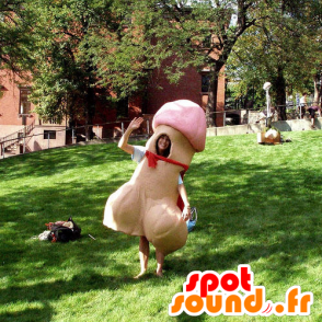 Mascotte de pénis géant, beige et rose - MASFR21263 - Mascottes d'objets