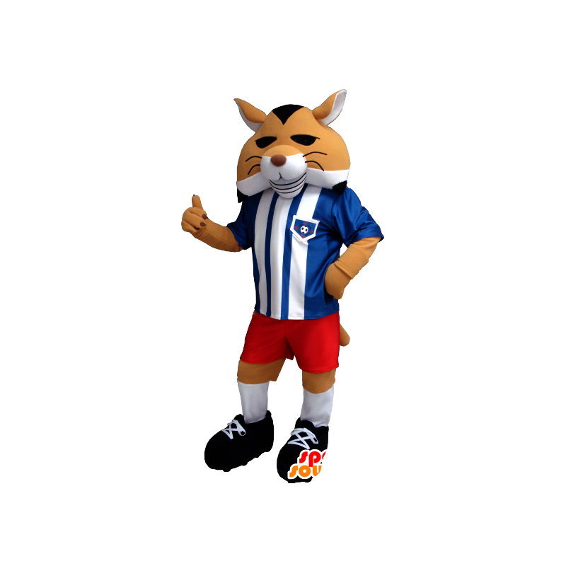 Orange fox mascot, black and white in sportswear - MASFR21264 - Mascots Fox