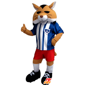 Mascotte de renard orange, noir et blanc en tenue de sport - MASFR21264 - Mascottes Renard