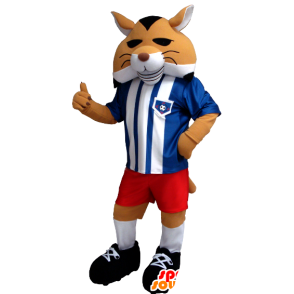 Orange fox mascot, black and white in sportswear - MASFR21264 - Mascots Fox