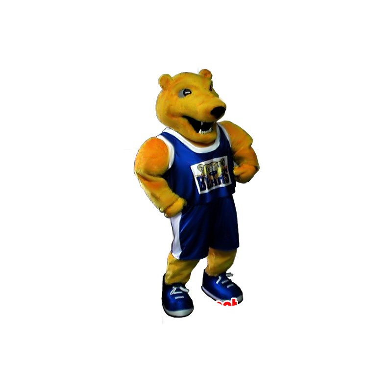 Mascotte d'ours jaune en tenue de sport - MASFR21268 - Mascotte d'ours