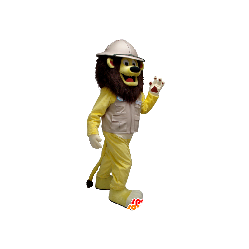 Leone giallo mascotte Explorer tiene - MASFR21270 - Mascotte Leone