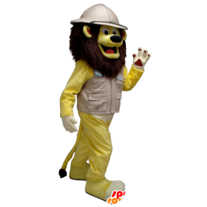 Leão amarelo mascote Explorador realizada - MASFR21270 - Mascotes leão