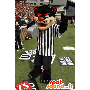 Black cat mascot, red and beige - Tiger Mascot - MASFR21272 - Tiger mascots