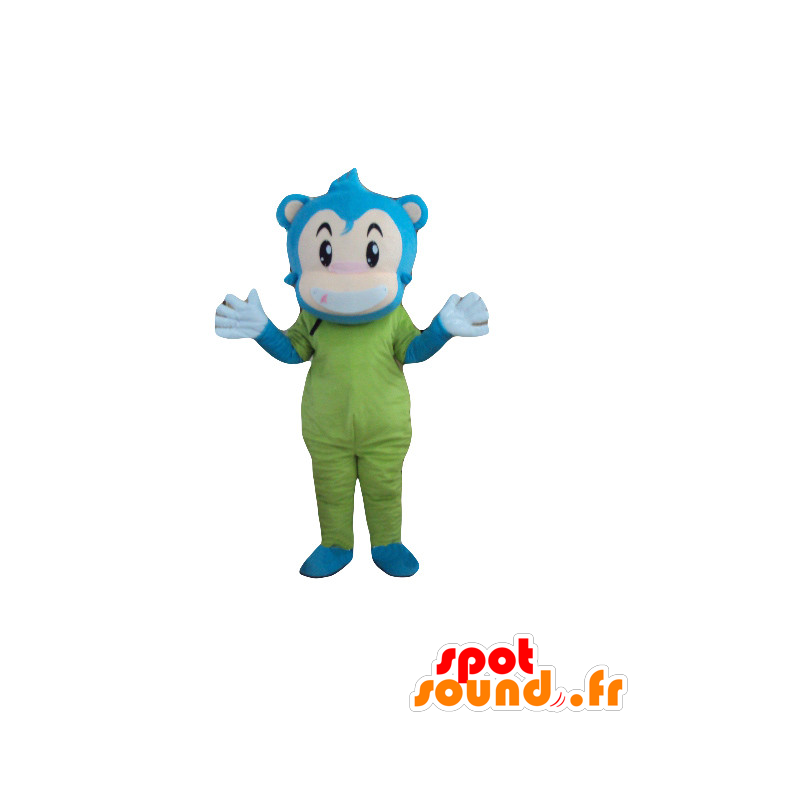 Mascote do macaco, boneco de neve azul, bege e verde - MASFR21274 - macaco Mascotes