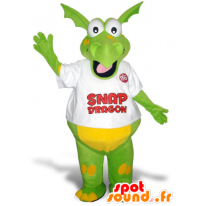 Groene draak mascotte en geel, pret en kleurrijk - MASFR21276 - Dragon Mascot