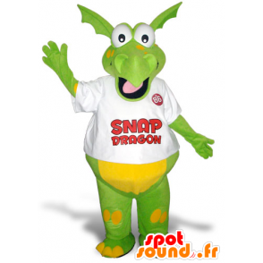 Green Dragon maskotti ja keltainen, hauska ja värikäs - MASFR21276 - Dragon Mascot