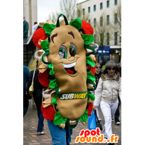 Bocadillo gigante y la mascota sonriendo - Metro de la mascota - MASFR21279 - Mascotas de comida rápida