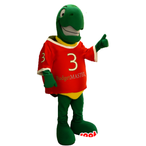 Mascot grønn skilpadde og gul, veldig smilende - MASFR21282 - Turtle Maskoter