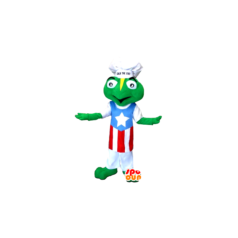 Frog mascot dressed in a chef's hat and apron - MASFR21284 - Mascots frog