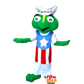 Frog mascot dressed in a chef's hat and apron - MASFR21284 - Mascots frog