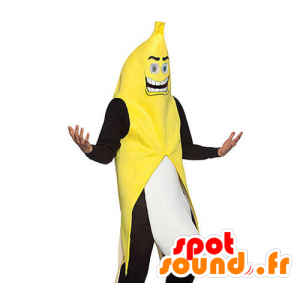 Mascotte de banane géante, jaune, noire et blanche - MASFR21285 - Mascotte de fruits