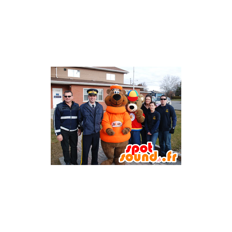 2 mascottes welpen, bruine teddy - MASFR21287 - Bear Mascot 2 mascottes welpen, bruine teddy - MASFR21287 - Bear Mascot