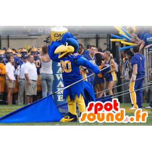 Mascot pájaro azul y amarillo en ropa deportiva - MASFR21289 - Mascota de aves