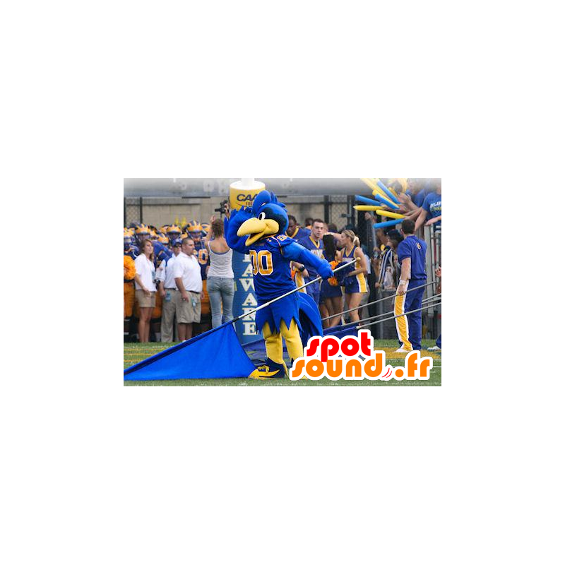 Mascot blue and yellow bird in sportswear - MASFR21289 - Mascot of birds