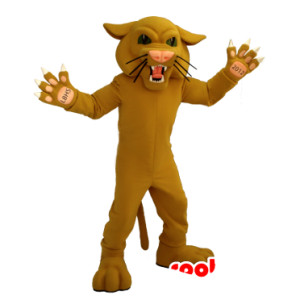 Mascot beige tiger, brølende katte - Spotsound maskot kostume