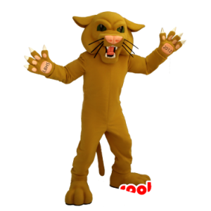 Mascot beige tijger, brullende katachtige - MASFR21291 - Tiger Mascottes