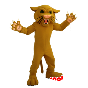 Mascot beige tiger, brølende katte - Spotsound maskot kostume