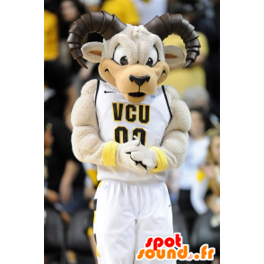 Ram mascotte geit wit en bruin, zeer realistisch - MASFR21292 - Mascot Bull