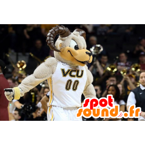 Ram mascot goat white and brown, very realistic - MASFR21292 - Bull mascot