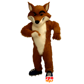 Mascotte de renard orange et blanc, avec des baskets - MASFR21294 - Mascottes Renard