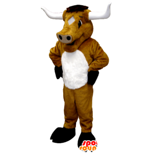 Brown mucca mascotte, toro, bufali, gigante - MASFR21296 - Mucca mascotte