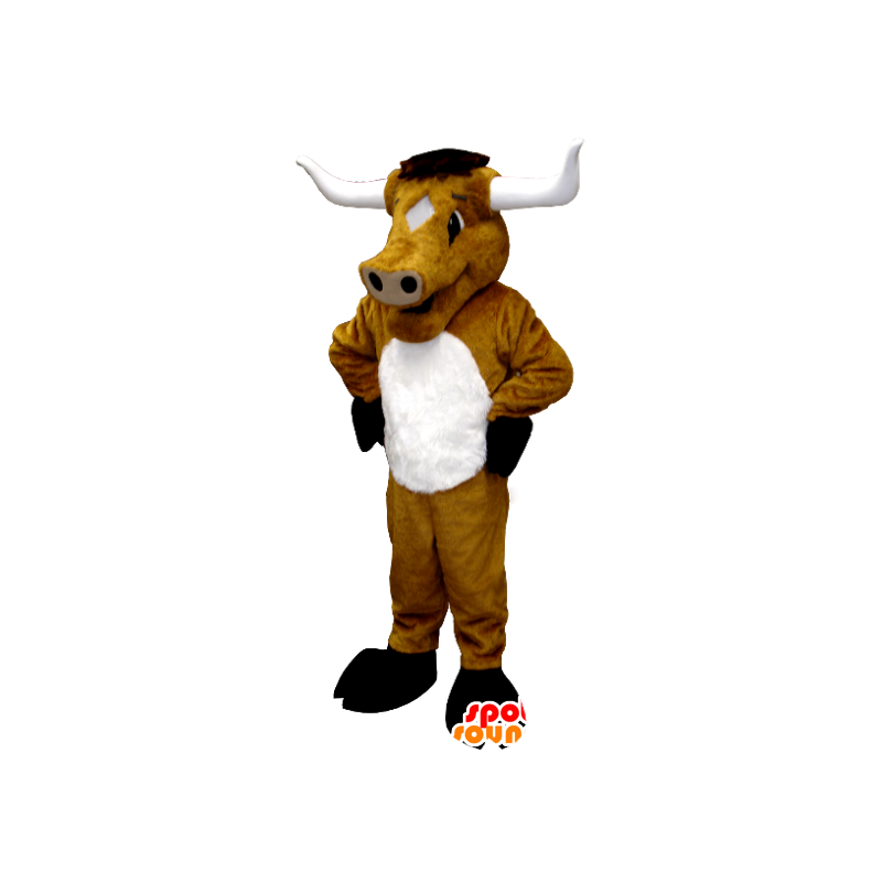 Vaca marrom mascote, touro, búfalo, gigante - MASFR21296 - Mascotes vaca