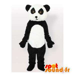 Mascot panda blanco y negro. Panda traje