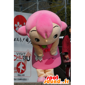 Mascotte girl with the hair and a pink dress - MASFR21304 - Mascots child