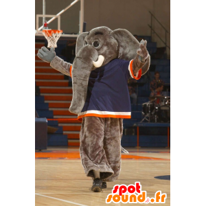 Mascotte géante d'éléphant gris avec une grande trompe - MASFR21305 - Mascottes Elephant