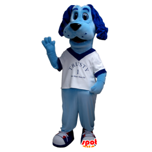 Blue dog mascot with a white shirt - MASFR21306 - Dog mascots