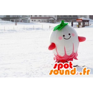 Mascotte de gros radis blanc, vert et rose - MASFR21317 - Mascotte de légumes