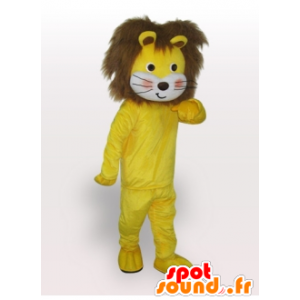 Mascot filhote amarelo e castanho, macio e cabeludo - MASFR21318 - Mascotes leão