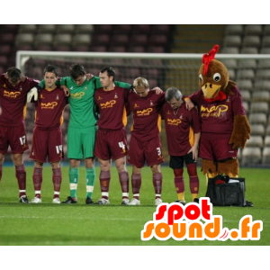 Kylling maskot hane brun, gul og rød - MASFR21322 - Mascot Høner - Roosters - Chickens