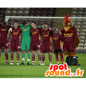 Kylling maskot hane brun, gul og rød - MASFR21322 - Mascot Høner - Roosters - Chickens