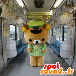 Mascotte de gros nounours marron et jaune - MASFR21325 - Mascotte d'ours