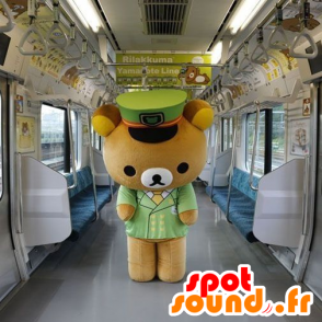 Velký plyšový maskot hnědá a žlutá - MASFR21325 - Bear Mascot