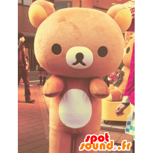 Big brown and yellow teddy mascot - MASFR21325 - Bear mascot