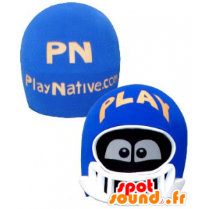 Hoofd mascotte, blauw en witte helm, met de ogen - MASFR21333 - Heads mascottes