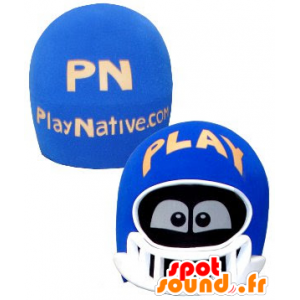 Mascote cabeça, capacete azul e branco, com olhos - MASFR21333 - cabeças de mascotes