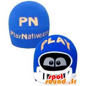 Hoofd mascotte, blauw en witte helm, met de ogen - MASFR21333 - Heads mascottes