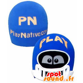Mascote cabeça, capacete azul e branco, com olhos - MASFR21333 - cabeças de mascotes