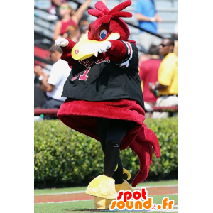 Big red mascota pájaro, negro y amarillo - MASFR21335 - Mascota de aves