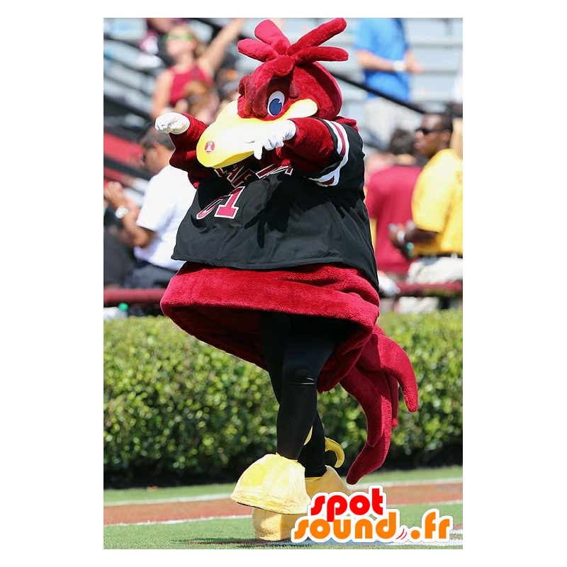 Big bird mascot red, black and yellow - MASFR21335 - Mascot of birds