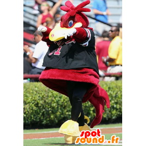 Wielki czerwony ptak maskotka, czarny i żółty - MASFR21335 - ptaki Mascot